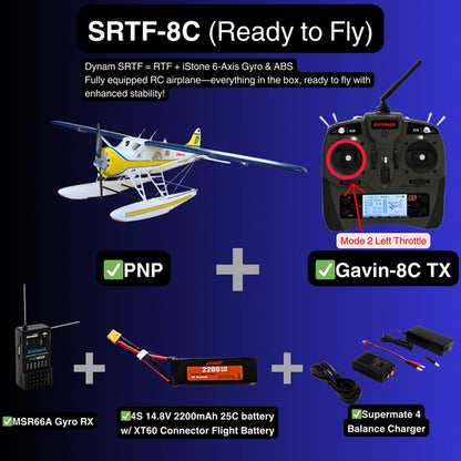 Dynam DHC-2 Beaver V2 Blue 4S Sea/Land STOL RC Float Plane 1.5m w/ Flaps