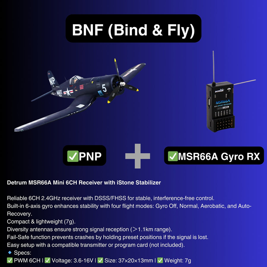 Dynam 1.3m F4U Corsair V2 4S RC Warbird w/ Flaps