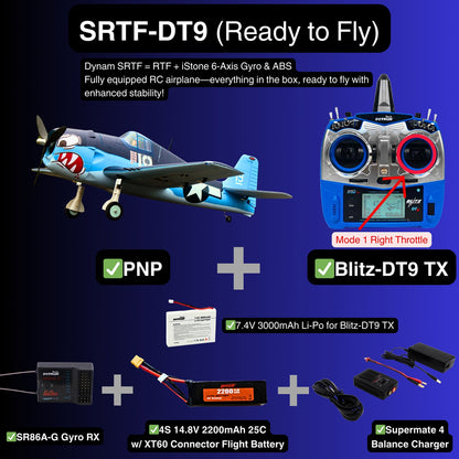 Dynam 1.3m F6F Hellcat V2 4S RC Warbird w/ Flaps