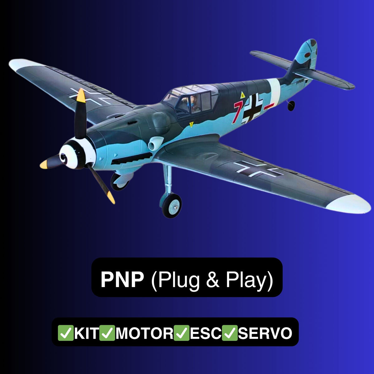 Dynam 1.3m Messerschmitt BF-109 V2 4S RC Warbird w/ Flaps