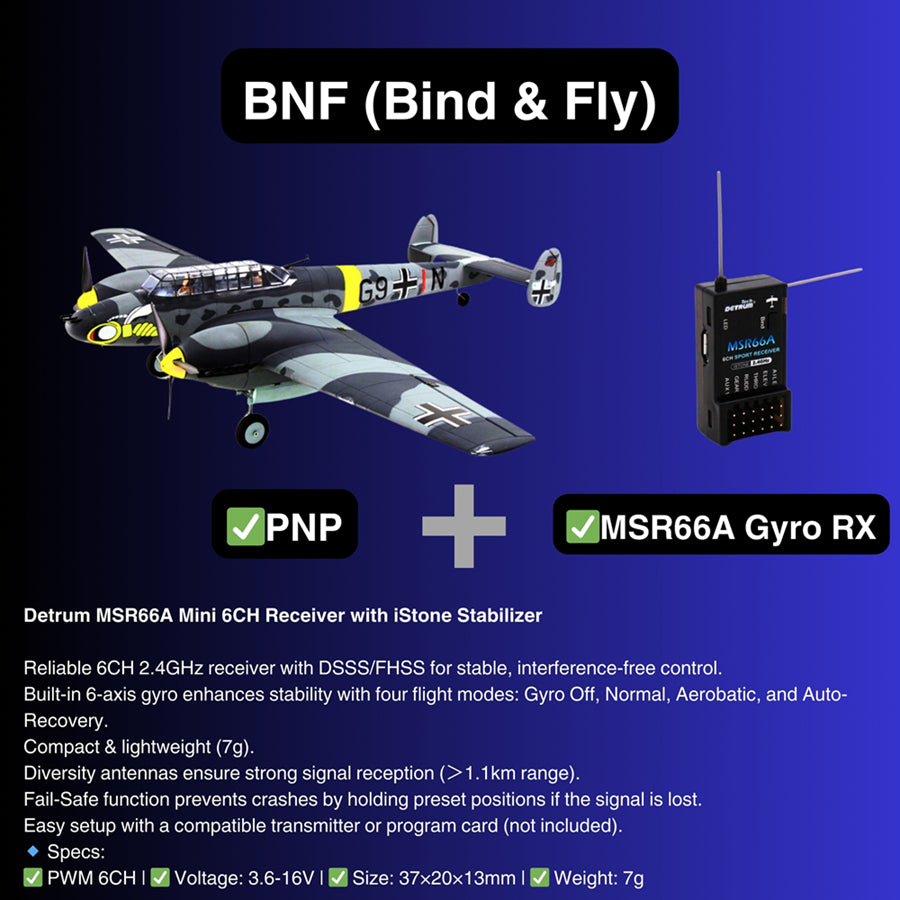 Dynam 1.5m Messerschmitt BF-110 V3 4S Twin-Engine RC Warbird w/ Flaps