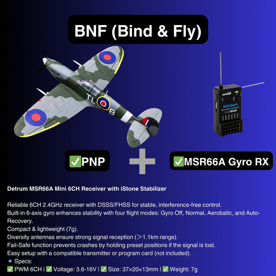 Dynam 900mm Mini Spitfire V2 RC Warbird Wingspan