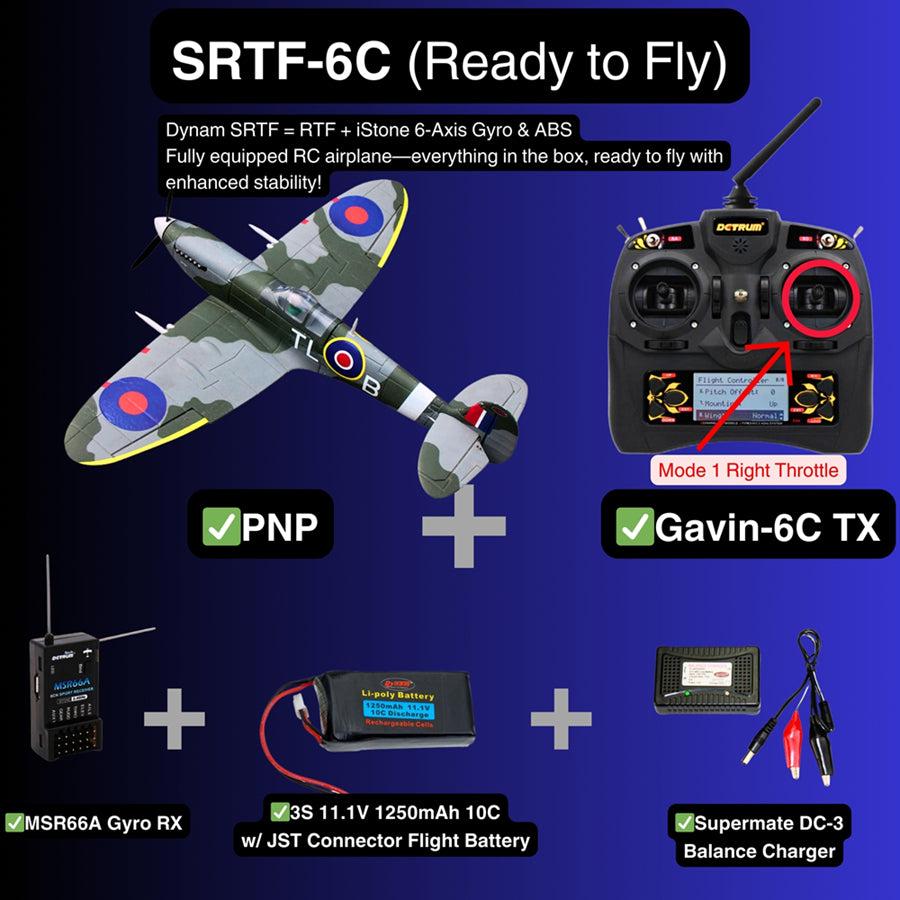 Dynam 900mm Mini Spitfire V2 RC Warbird Wingspan