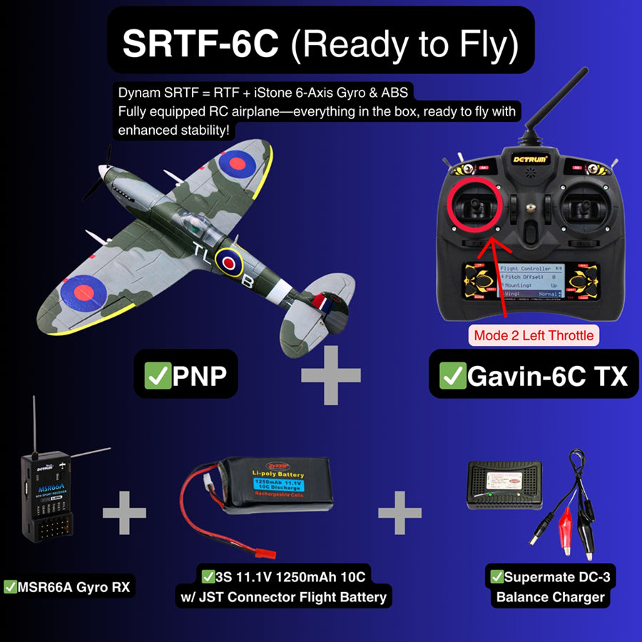 Dynam 900mm Mini Spitfire V2 RC Warbird Wingspan
