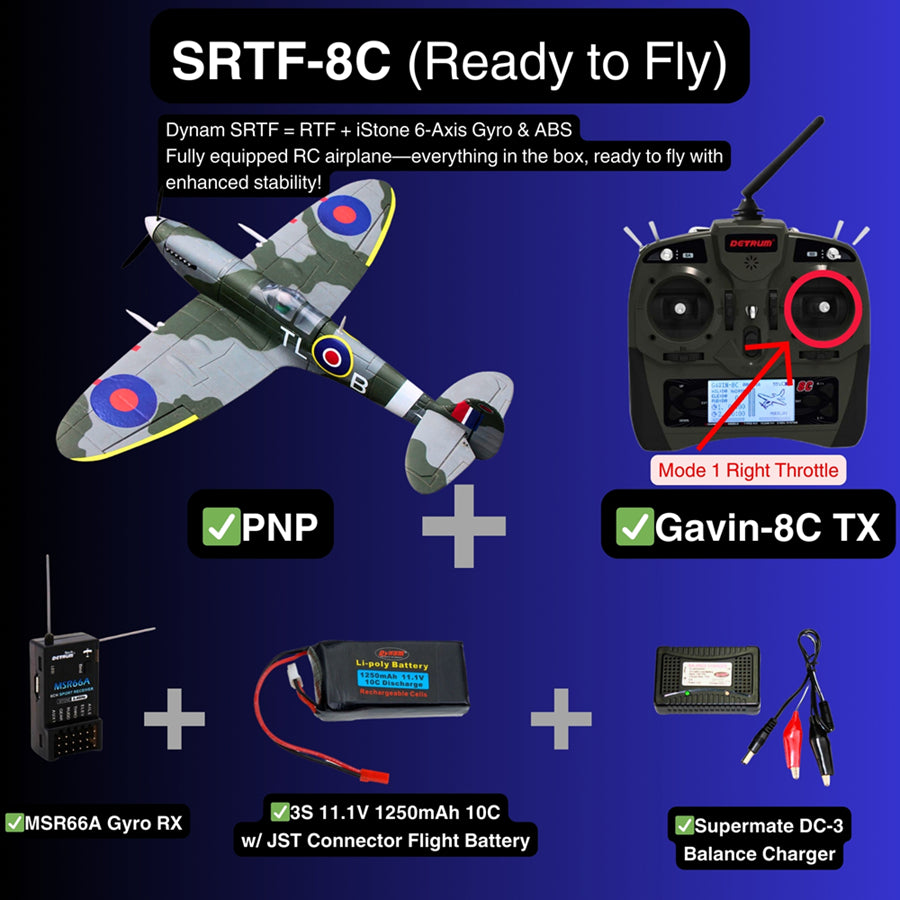Dynam 900mm Mini Spitfire V2 RC Warbird Wingspan