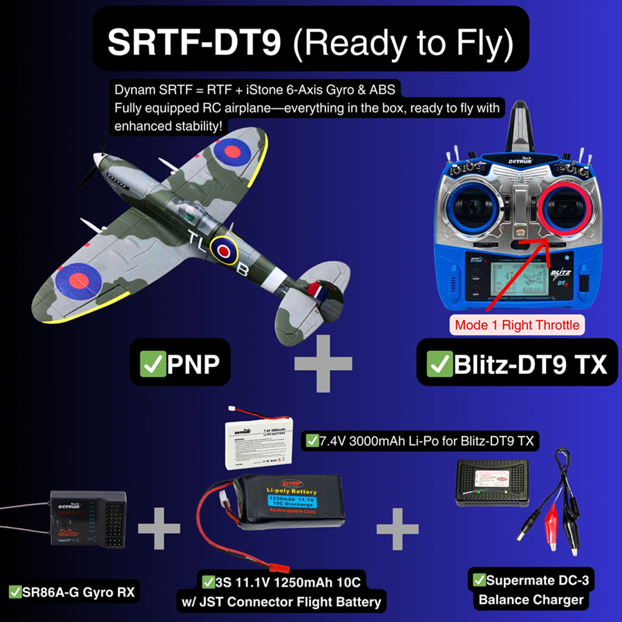 Dynam 900mm Mini Spitfire V2 RC Warbird Wingspan