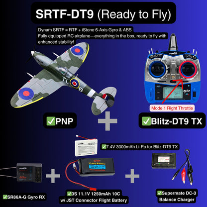 Dynam 900mm Mini Spitfire V2 RC Warbird Wingspan