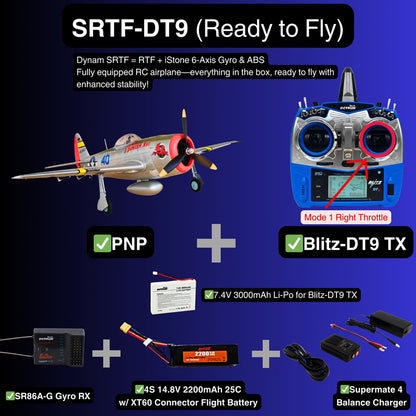 Dynam P-47D Thunderbolt V2 Hun Hunter XVI 4S RC Warbird 1.22m w/ Flaps