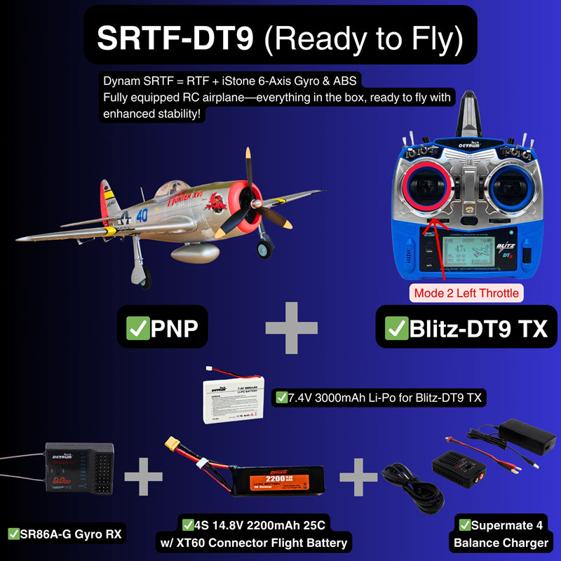 Dynam P-47D Thunderbolt V2 Hun Hunter XVI 4S RC Warbird 1.22m w/ Flaps
