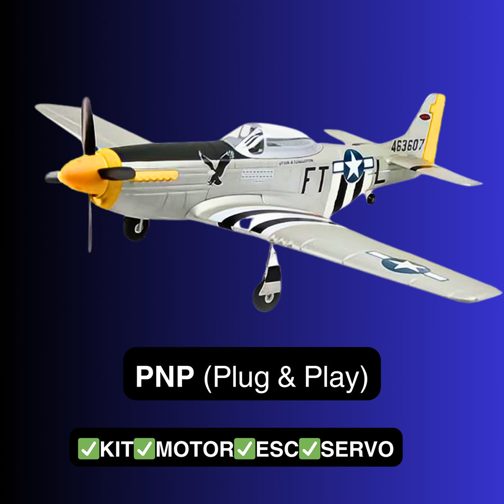 Dynam P-51 Mustang V2 Silver RC Warbird 1.2m Wingspan