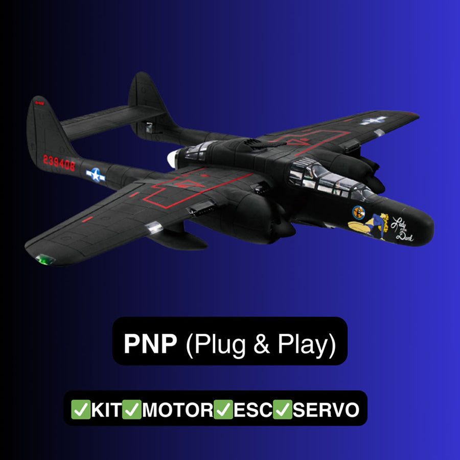 Dynam 1.5m P-61 Black Widow 4S Twin-Engine RC Warbird w/ Flaps