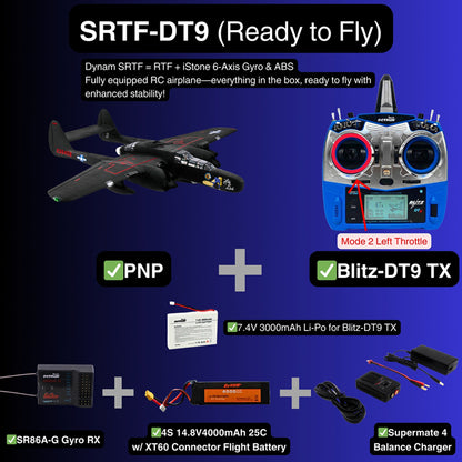 Dynam 1.5m P-61 Black Widow 4S Twin-Engine RC Warbird w/ Flaps