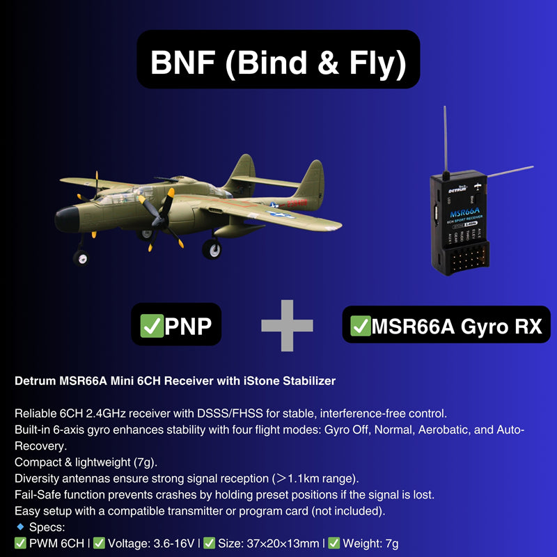 Dynam P-61 Black Widow Green 4S Twin-Engine RC Warbird 1.5m w/ Flaps