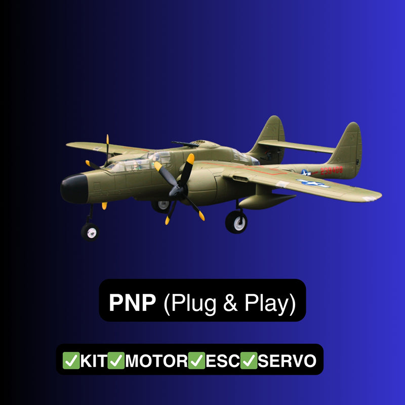 Dynam P-61 Black Widow Green 4S Twin-Engine RC Warbird 1.5m w/ Flaps