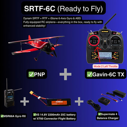 Dynam 1.2m Pitts Python Model 12 Red 4S RC 3D Aerobatic/Sport Biplane