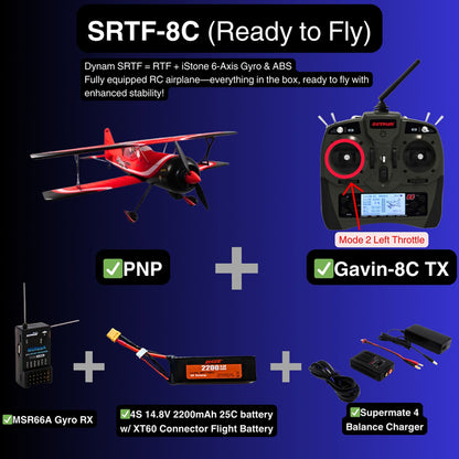 Dynam 1.2m Pitts Python Model 12 Red 4S RC 3D Aerobatic/Sport Biplane