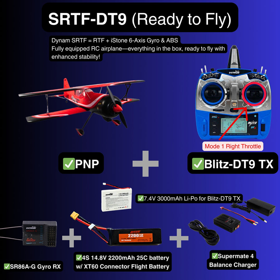 Dynam 1.2m Pitts Python Model 12 Red 4S RC 3D Aerobatic/Sport Biplane