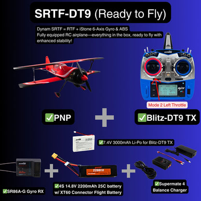 Dynam 1.2m Pitts Python Model 12 Red 4S RC 3D Aerobatic/Sport Biplane
