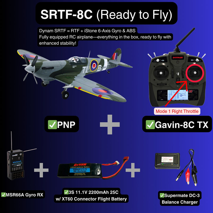 Dynam 1.2m Supermarine Spitfire V3 RC Warbird w/ Flaps