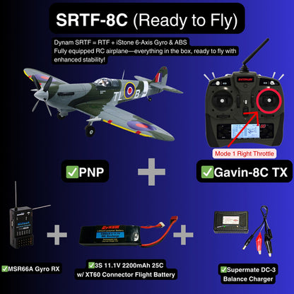 Dynam 1.2m Supermarine Spitfire V3 RC Warbird w/ Flaps