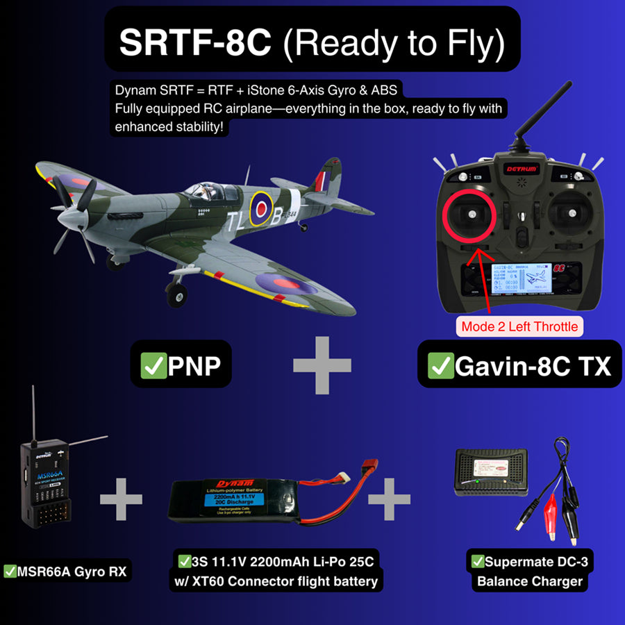 Dynam 1.2m Supermarine Spitfire V3 RC Warbird w/ Flaps