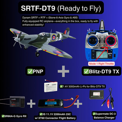 Dynam 1.2m Supermarine Spitfire V3 RC Warbird w/ Flaps
