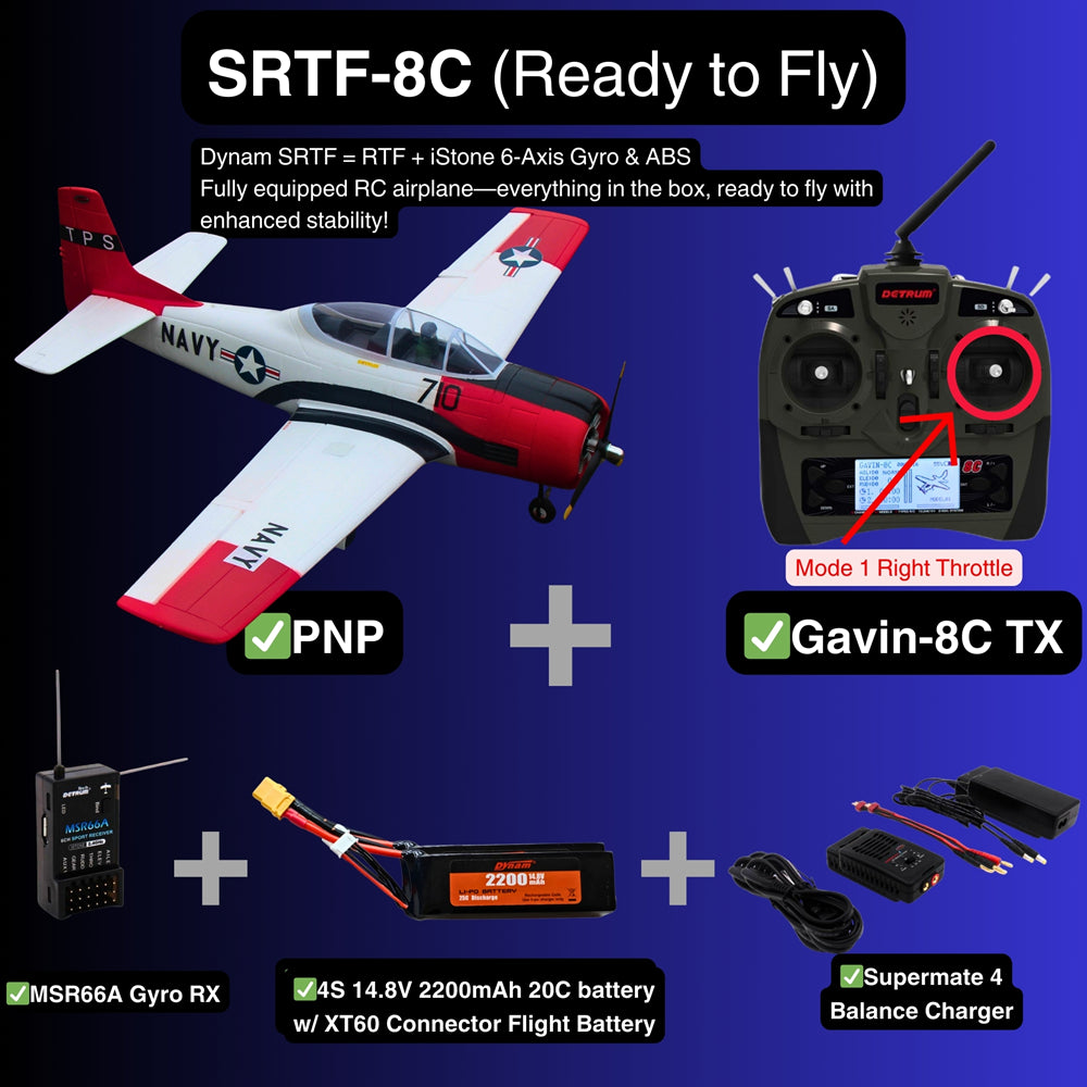 Dynam T-28 Trojan V2 Red 4S RC Warbird 1.3m w/ Flaps