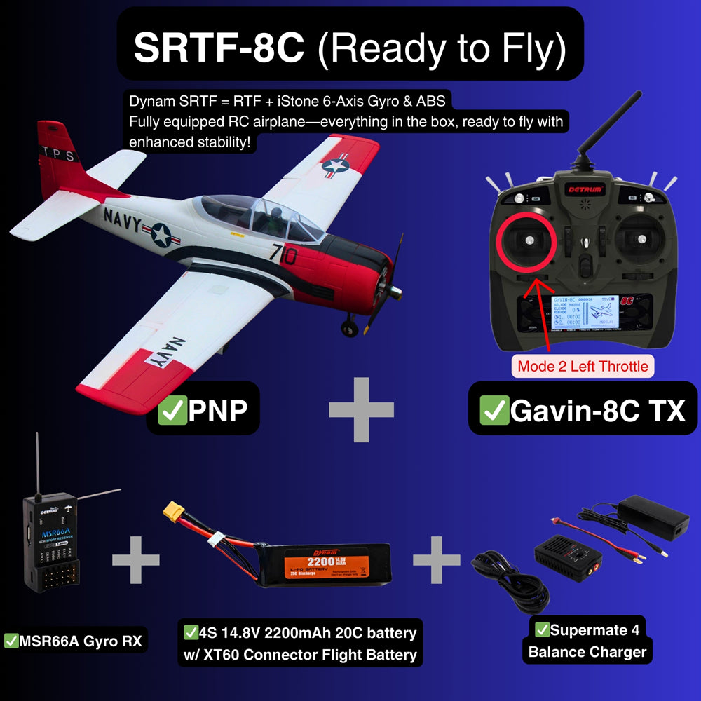 Dynam T-28 Trojan V2 Red 4S RC Warbird 1.3m w/ Flaps