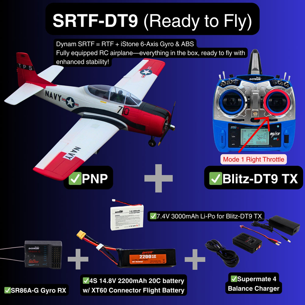 Dynam T-28 Trojan V2 Red 4S RC Warbird 1.3m w/ Flaps