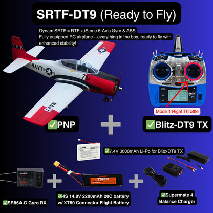Dynam T-28 Trojan V2 Red 4S RC Warbird 1.3m w/ Flaps