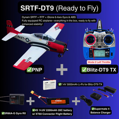 Dynam T-28 Trojan V2 Red 4S RC Warbird 1.3m w/ Flaps