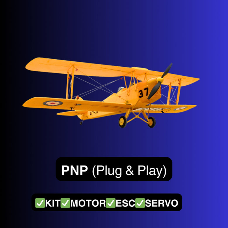 Dynam Tiger Moth DH. 82 V2 Yellow 4S RC Biplane 1.3m Wingspan