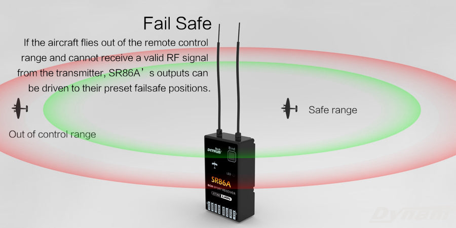 Detrum Black Blitz-DT9 9CH Smart Programming/Telemetry RC Transmitter w/ iStone SR86A Stabilizer Receiver