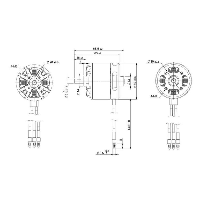 TomCat G46 5020-680KV Outrunner Motor for (46 Glow) Balsa EP Airplane