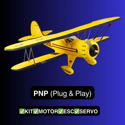 Dynam Yellow Waco YMF-5D V2  4S RC Biplane 1.3m Wingspan