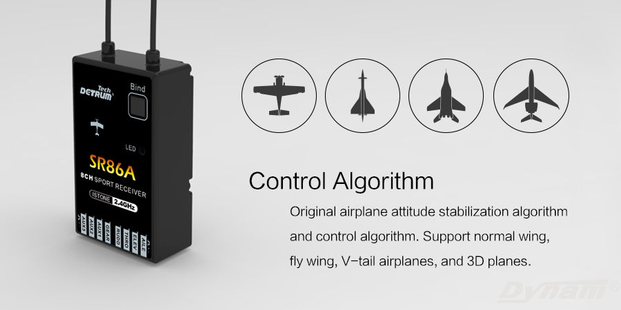 Detrum SR86A 8CH 2.4Ghz Receiver with iStone 6-Axis Gyro Stabilizer w/ ABS System