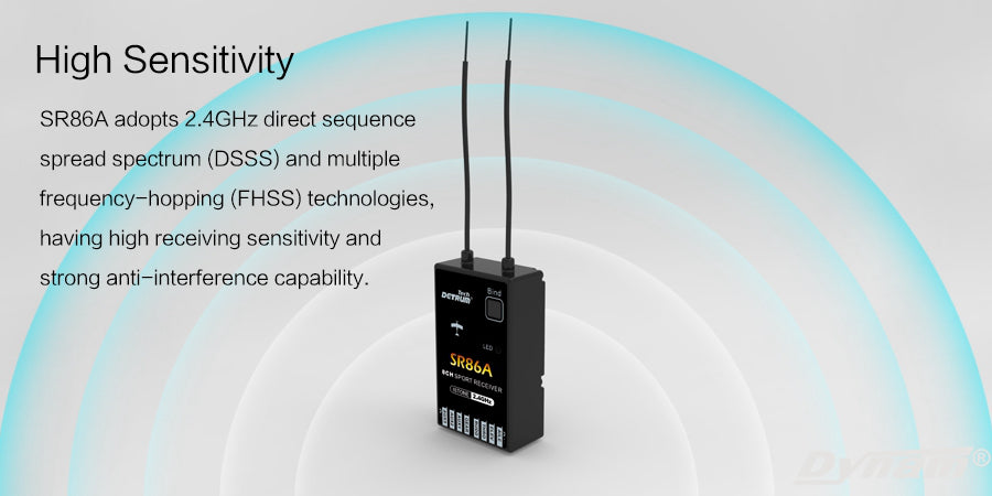 Detrum SR86A 8CH 2.4Ghz Receiver with iStone 6-Axis Gyro Stabilizer w/ ABS System