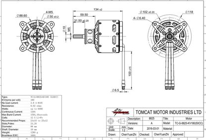 TomCat G50CC 8825-180KV Outrunner Brushless Motor for 50-70CC Gas Plane
