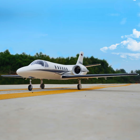 🌟🎉  Upgraded! Pre-Order Dynam Cessna 550 Turbo Jet V3 White 4S Twin 64mm RC EDF Jet w/ Flaps